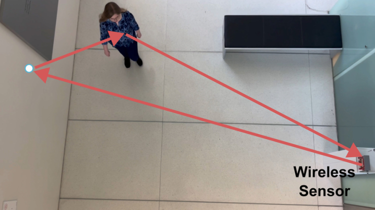 diagram of how wireless signals work in a room with a human